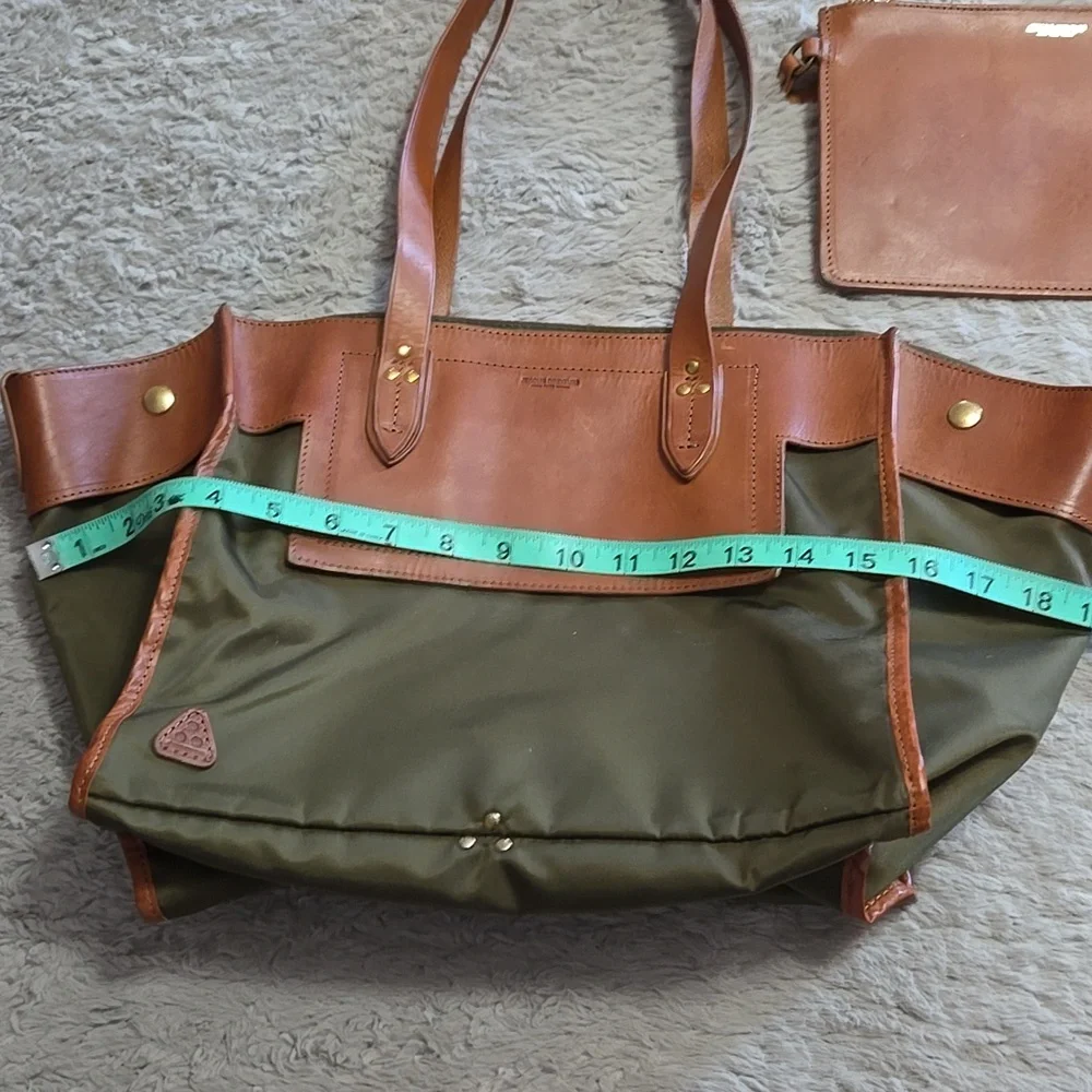 Jerome Dreyfuss Paris Leon olive green nylon leather tote bag